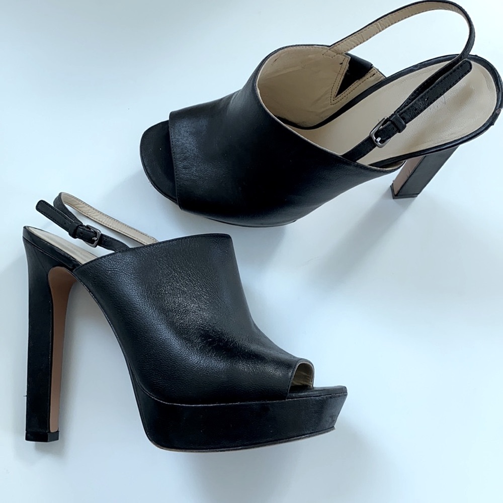 Nine West Lailah Leather Platform Slingback Heels